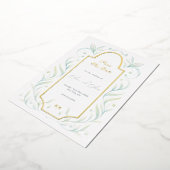 グリーン離れウェディングの日付を保存 箔招待状 (回転した状態)