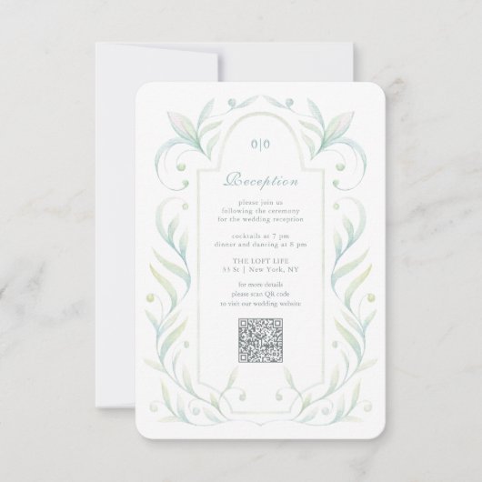 グリーン離れウェディングレセプションカード 招待状 (正面)
