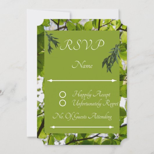 グリーン離れウェディングRSVP応答カード (正面)