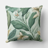 グリーン離れズホワイトライスボタニカルフローラグリーンリー クッション (裏面)