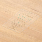 グリーン離れタイポグラフィアナンドカラジシーク結婚ズ アクリル招待状 (レイダウン)