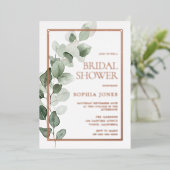 グリーン離れバラゴールドフォイルブライダルシャワー 箔招待状 (立ち正面)