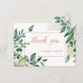 グリーン離れパーソナライズされたサンキューカード 招待状 (正面/裏面)