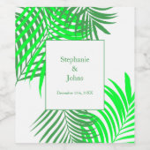 グリーン離れパームツリーアートエレガントな結婚式 ワインラベル (シングルラベル)
