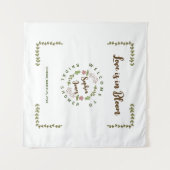 グリーン離れピンクフラワーブライダルシャワー タペストリー (正面(横))