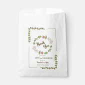 グリーン離れピンクフラワーブライダルシャワー フェイバーバッグ (正面)