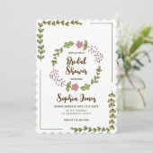グリーン離れピンクフラワーブライダルシャワー 招待状 (スタンド正面)