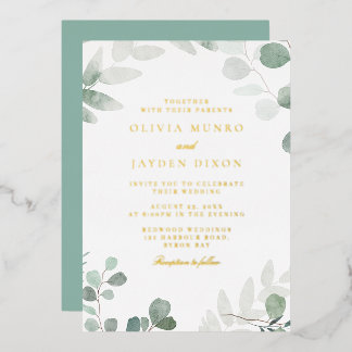 グリーン離れフォイル結婚ズ 箔招待状