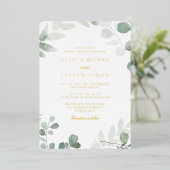 グリーン離れフォイル結婚ズ 箔招待状 (立ち正面)