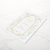 グリーン離れブライダルシャワーサンキューカード 箔招待状 (回転した状態)