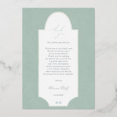 グリーン離れブライダルシャワーサンキューカード 箔招待状 (裏面)