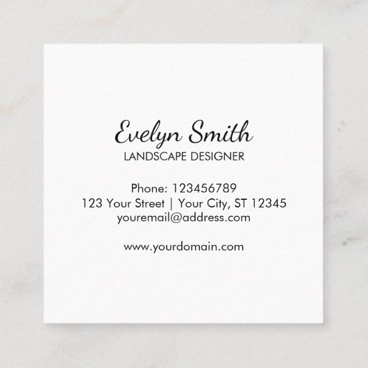 グリーン離れボタニカルパターン広場 スクエア名刺 (裏面)