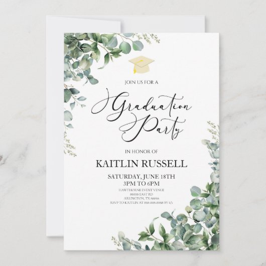 グリーン離れユーカリ植物卒業パーティー 招待状 (正面)