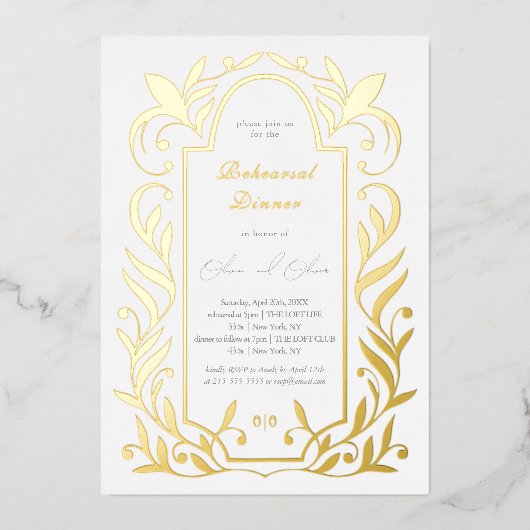 グリーン離れリハーサルディナー 箔招待状 (正面)