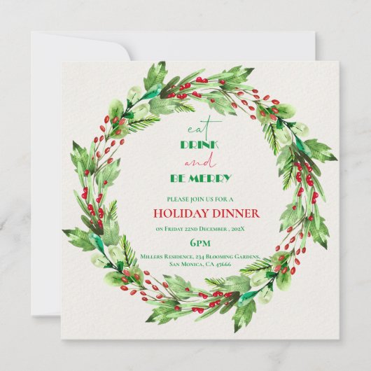 グリーン離れリースクリスマスパーティの招待状 (正面)