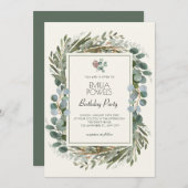 グリーン離れリース誕生日 招待状 (正面/裏面)