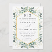 グリーン離れ縁ど金ゴールド結婚ズ 招待状 (正面)