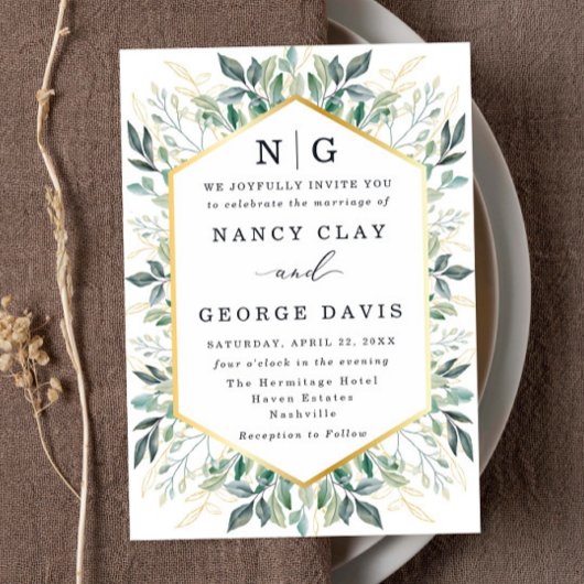 グリーン離れ縁ど金ゴールド結婚ズ 招待状