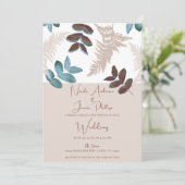 グリーン離れ&ブラウンベージュ色結婚ズ 招待状 (スタンド正面)