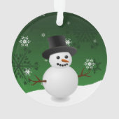 グリーン雪だるま冬シーンクリスマスオーナメント オーナメント (裏面)