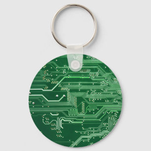 グリーン電子回路基板コンピュータパターン キーホルダー