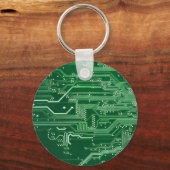 グリーン電子回路基板コンピュータパターン キーホルダー (正面)