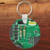 グリーン電子回路基板コンピュータパターン キーホルダー (正面)