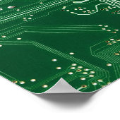 グリーン電子回路基板コンピュータパターン ポスター (角)