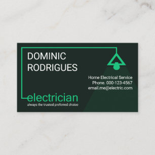 グリーン電気工事業者向け電源ケーブル明るいランプシェード 名刺