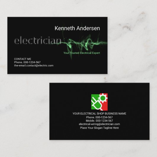 グリーン電気稲妻ストライク電気技師 名刺 (正面/裏面)