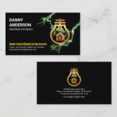 グリーン電気稲妻金ゴールド電球電気技師 名刺 (正面/裏面)