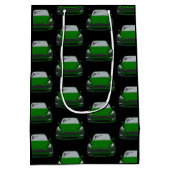 グリーン電気自動車SUV車の黒の背景 ミディアムペーパーバッグ (裏面)