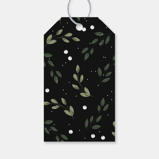 グリーン霜の降りたリース ギフトタグ (裏面)