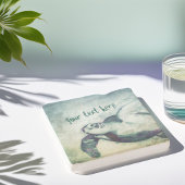 グリーン飛んでいるウミガメ | カスタムStone Coaster ストーンコースター