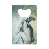 グリーン飛んでいるウミガメ – クレジットカードボトルオープナー クレジットカード栓抜き (裏面)