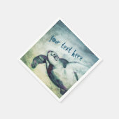 グリーン飛んでいるウミガメ |紙カスタムナプキン スタンダードカクテルナプキン (角)