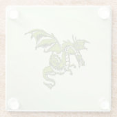 グリーン飛んでいるドラゴン ガラスコースター (裏面)