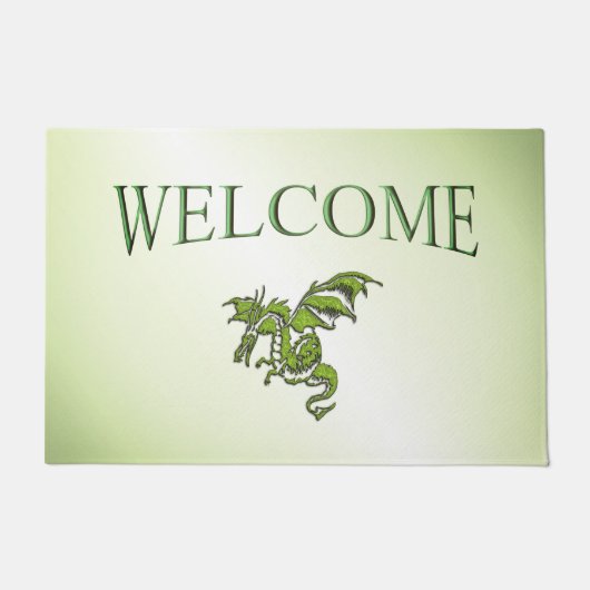 グリーン飛んでいるドラゴン ドアマット (正面)