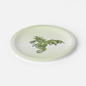 グリーン飛んでいるドラゴン ペーパープレート (アングル)