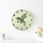 グリーン飛んでいるドラゴン ラージ壁時計 (ホーム)