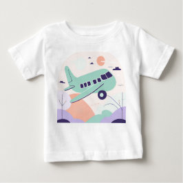 グリーン飛行機AIアート ベビーTシャツ