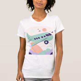 グリーン飛行機AIアート Tシャツ