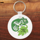 グリーン飲カメレオンリザぶら下がったード キーホルダー (正面)