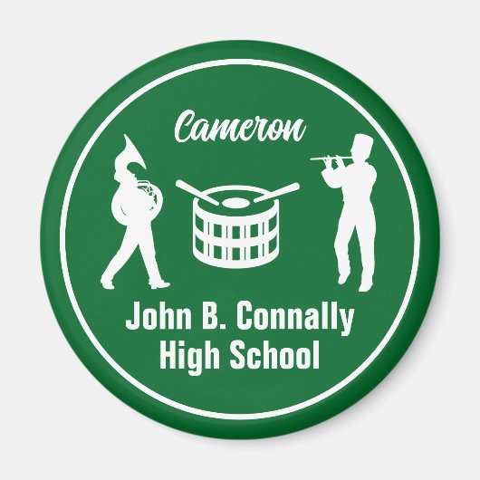 グリーン高校マーチングバンドパーソナライズされた マグネット (正面)