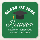 グリーン高校懇親会パーソナライズされたパーティー スクエアペーパーコースター (正面)