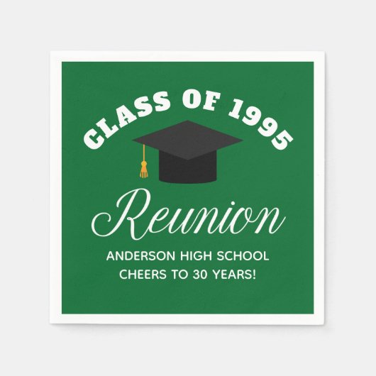グリーン高校懇親会パーソナライズされたパーティー スタンダードカクテルナプキン (正面)