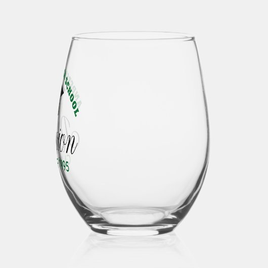 グリーン高校懇親会パーティーカスタム同窓生 ステムなしワイングラス (左)