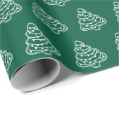 グリーン魅力的&ホワイトクリスマスツリークッキー ラッピングペーパー (ロールコーナー)