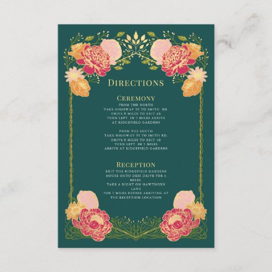 グリーン魅惑ガーデン結婚フローラの方向 エンクロージャーカード (正面)