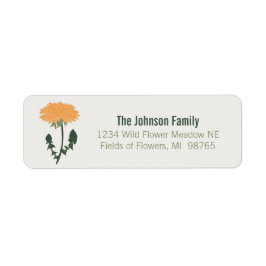 グリーン鮮やかオレンジタンデリオンフラワーモチーフ ラベル